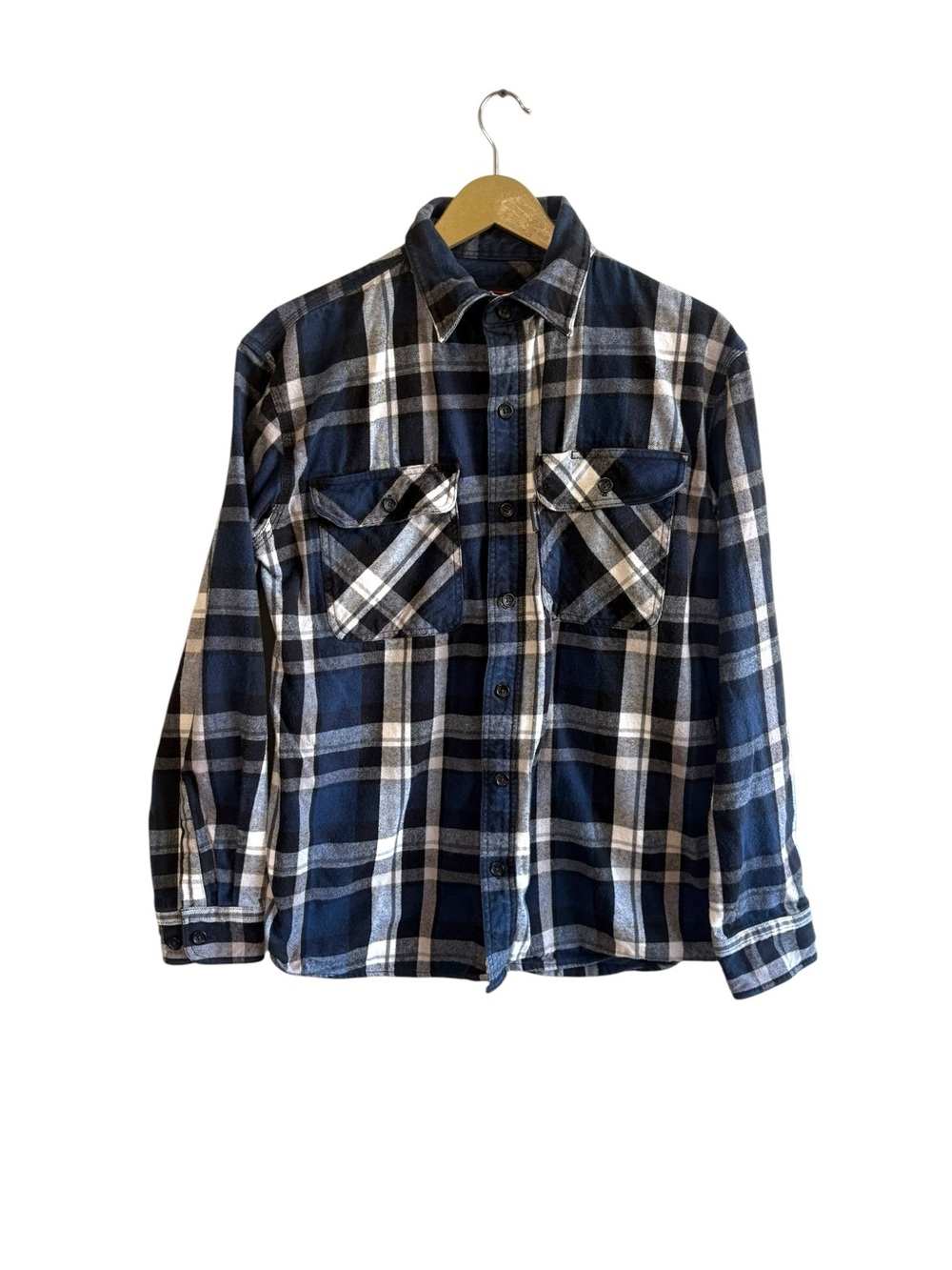 Five Brothers Size Medium Blue Black Plaid Heavyweight Work Flannel Western
